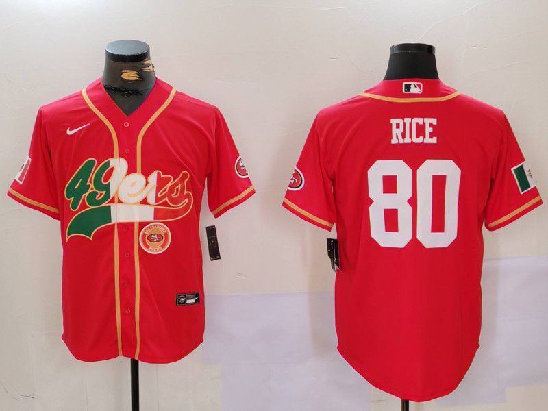Men San Francisco 49ers #80 Rice Red Second generation Mexican Joint Name 2024 Nike Limited NFL Jersey style 3